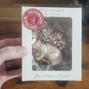 Gold and Silver Glass Christmas Ornament FIRM PRICE IS $36